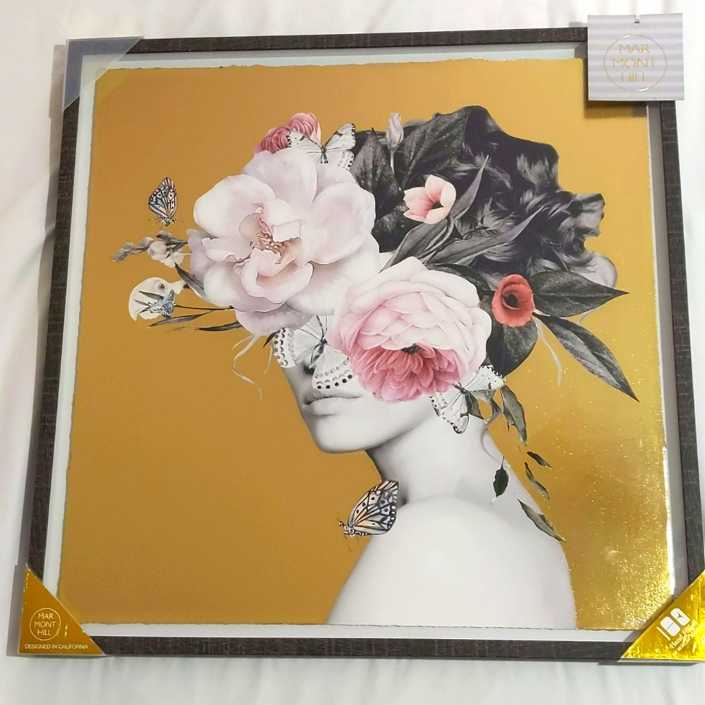Marmont Hill Gold Foil Floral Picture